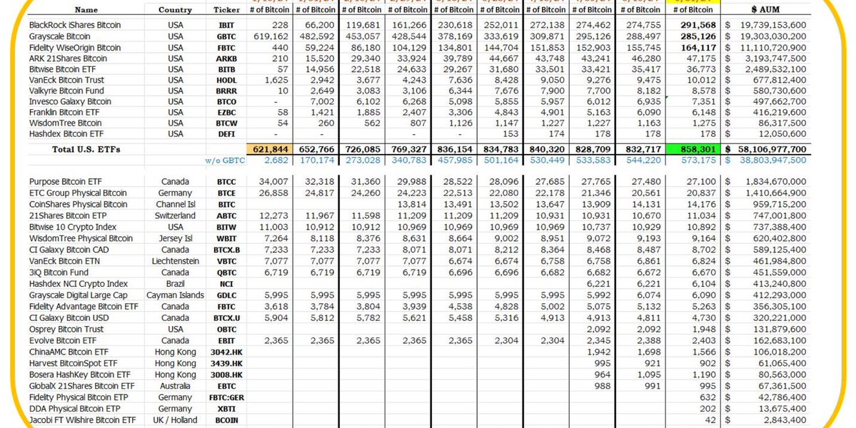 截至5月31日，全球比特币ETF持仓突破100万枚比特币，价值超680亿美元缩略图