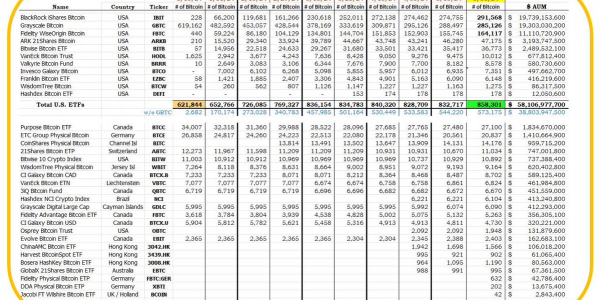 截至5月31日，全球比特币ETF持仓突破100万枚比特币，价值超680亿美元缩略图