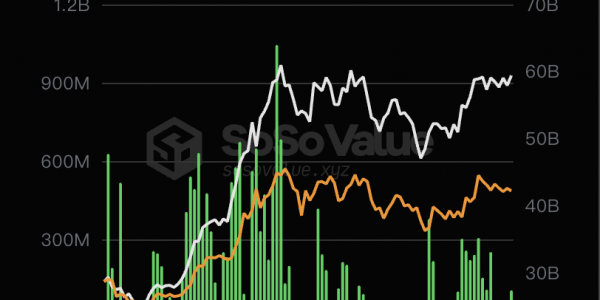 美国比特币现货ETF总资产净值为594.20亿美元，ETF净资产比率达4.36%缩略图