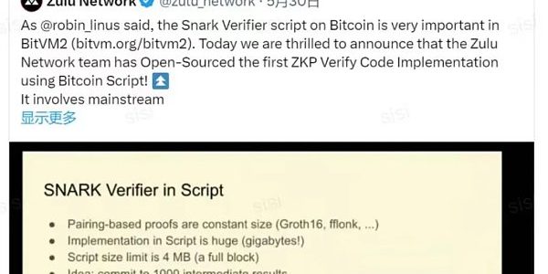 比特币生态里程碑：Zulu 利用Bitcoin Script 实现 ZKP 验证缩略图