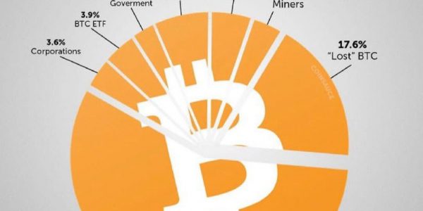 2100万枚比特币中已丢失占比达17.6%，个人持有占比达57%缩略图
