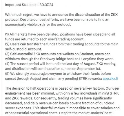 ZKX 关停风波：760 万美元融资暗藏“文字游戏” 代币 TGE 实际流通量超出官方文档缩略图